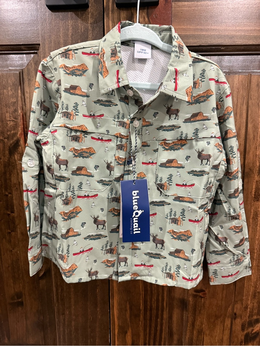 Bluequail Sage Outdoors Print Button-Down Shirt for Kids